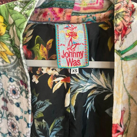 Johnny Was Gigi Velvet Patchwork Floral Kimono Blazer Jacket Cardi XS Fits S M L - Picture 7 of 9